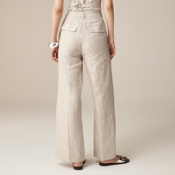 NWT!! J. CREW Wide Leg Essential Pants Flax Linen Pleated Preppy Summer Size 10 - Picture 7 of 16